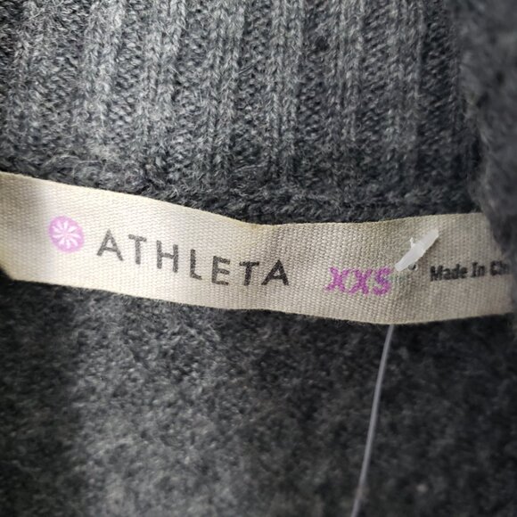 Athleta Merino Wool Turtleneck Sweater XXS Side Striped Textured Charcoal Gray - Picture 4 of 8